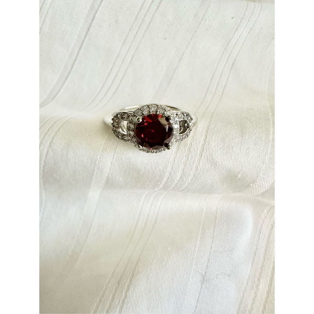 Dark ruby blood red cubic zirconia ring size 8